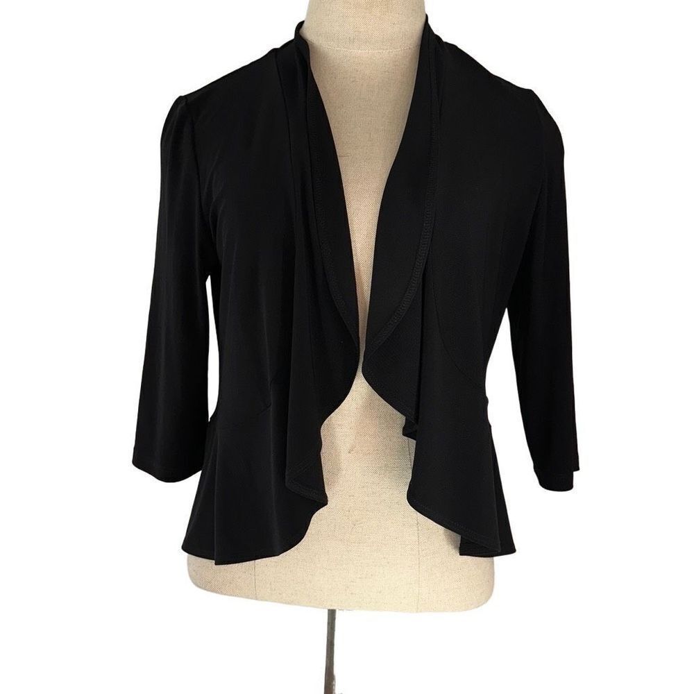Joseph Ribkoff Black Draped Open-Front Cardigan